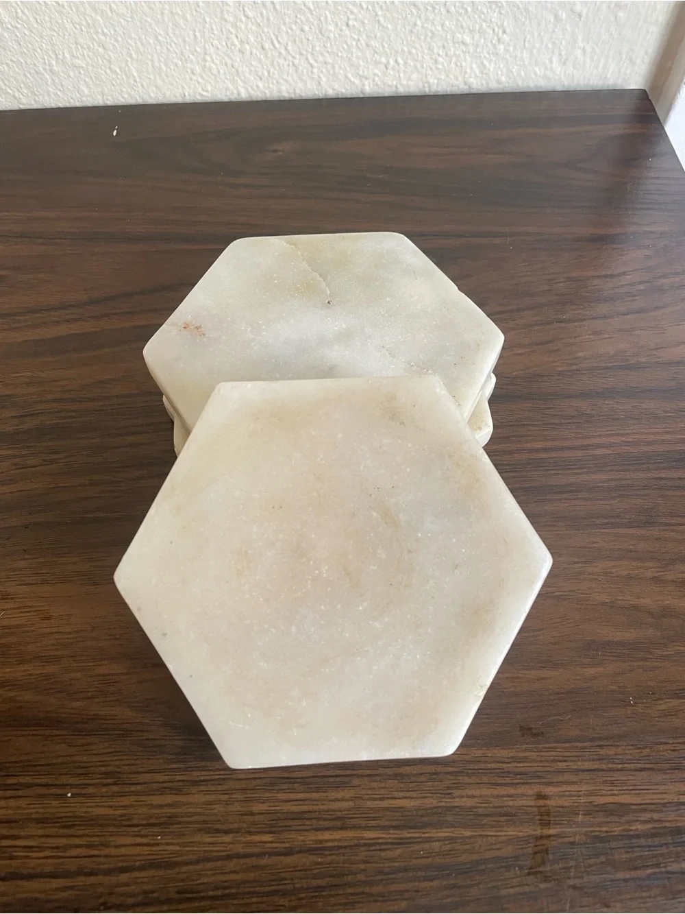 Hexagon White Marble Coasters